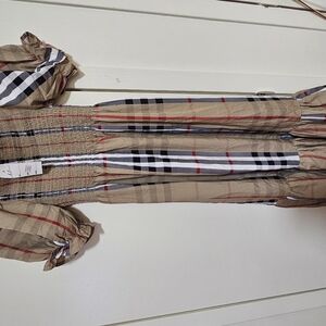 Burberry Tan and Black Plaid Maxi Dress